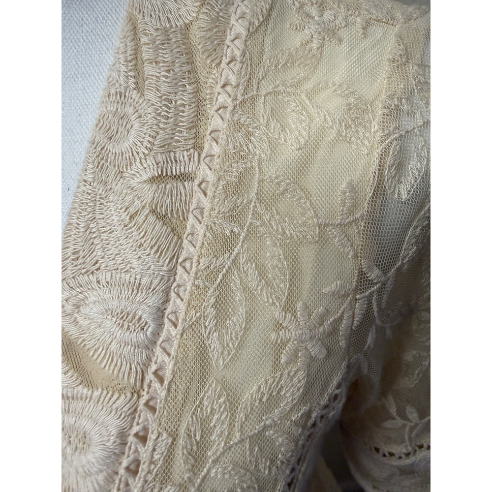 Free People Boho Dress Mountain Laurel Lace Crochet Almond Beige Ivory SZ‎ 2 - Picture 7 of 13